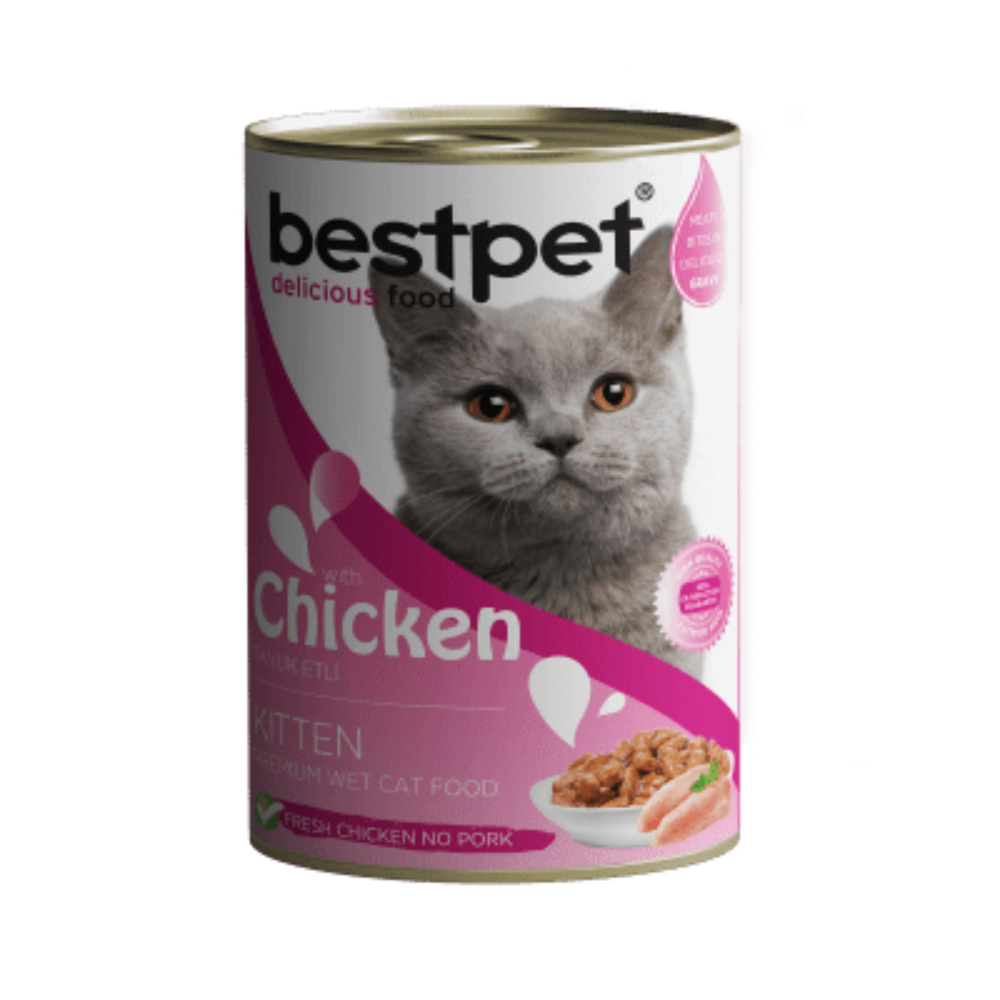 طعام رطب للقطط الصغيرة مع الدجاج من BestPet 400 جرام 