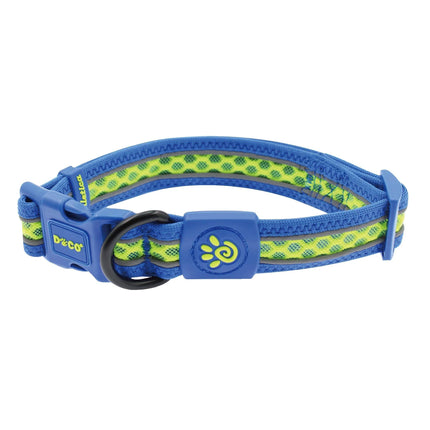 DOCO Medium Blue and Green Reflective Mesh Dog Collar 35 to 51 in 2.5cm
