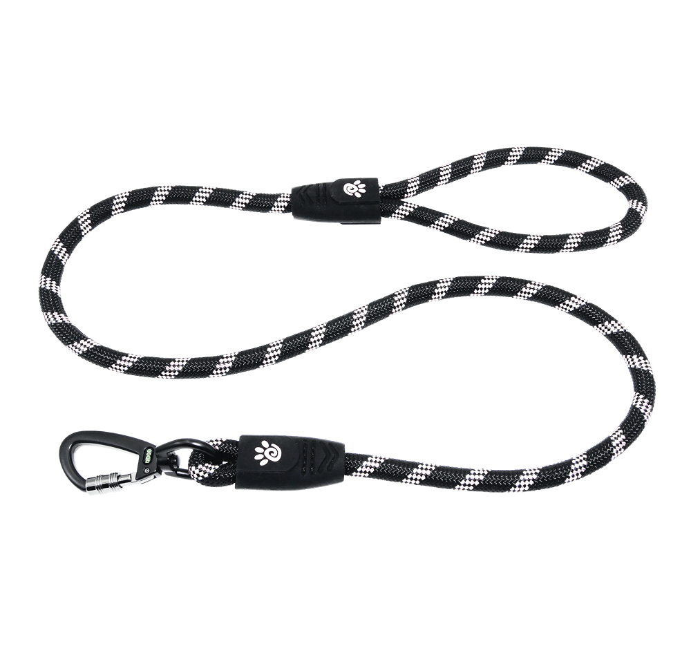 Doco Black and white Reflective Rope Dog Leash 120cm