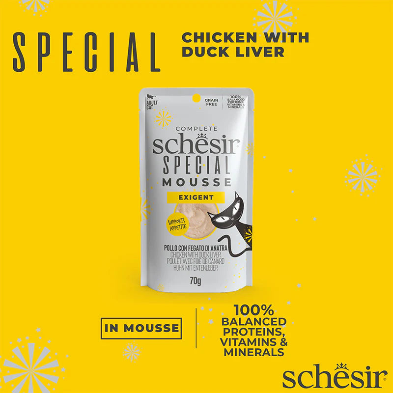 Schesir Exigent Special Mousse with Chicken and Duck Liver for Adult Cats 70 gr