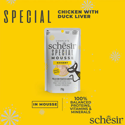 Schesir Exigent Special Mousse with Chicken and Duck Liver for Adult Cats 70 gr