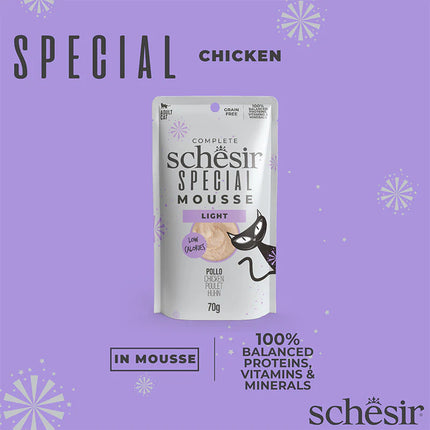 Schesir Light Special Mousse with Chicken for Adult Cats 70 gr