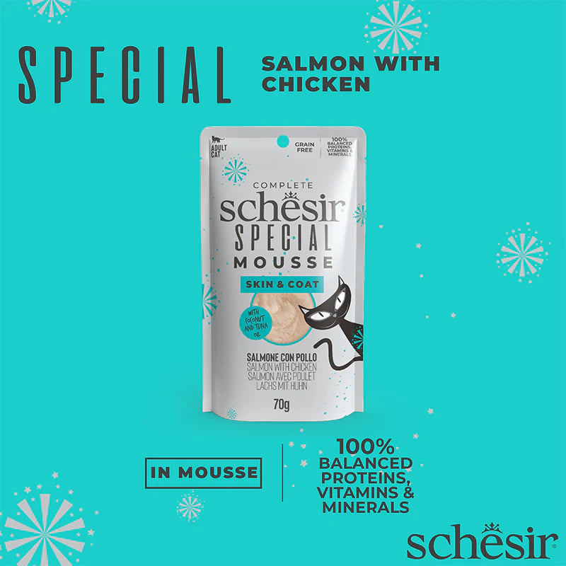 Schesir Special Mousse with Chicken and Salmon for Adult Cats 70 gr