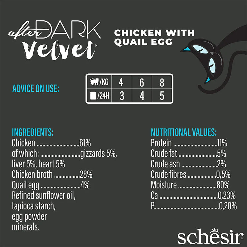 Schesir After Dark Velvet Mousse Wet Food with Chicken and Quail Egg for Adult Cats 80 gr