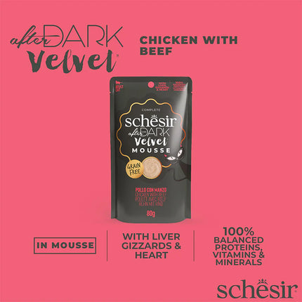 Schesir After Dark Mousse with Chicken and Beef for Adult Cats 80 gr