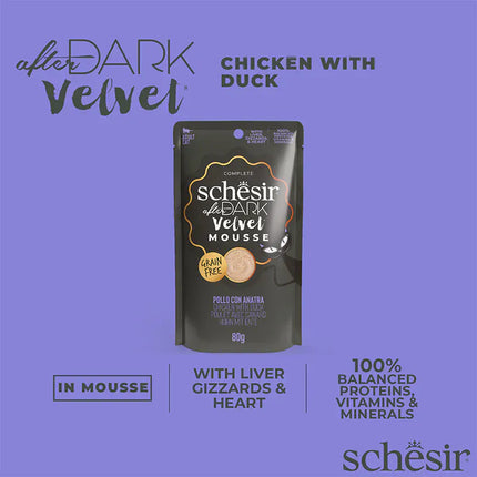Schesir Cat Schesir After Dark Velvet Mousse Wet Food with Chicken and Duck for Adult Cats 80 gr