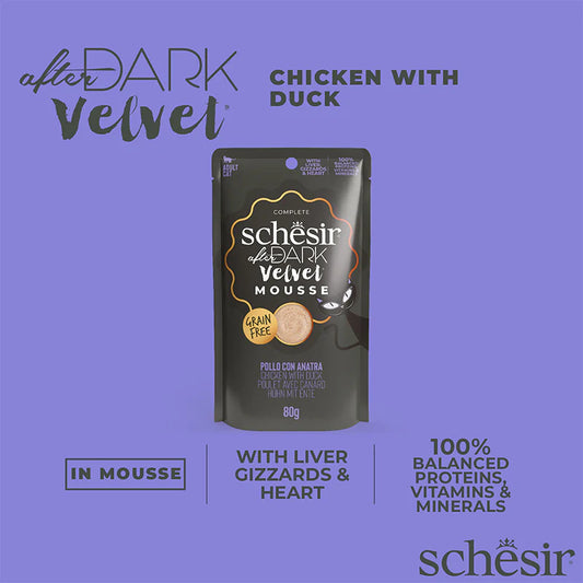 Schesir After Dark Velvet Mousse Wet Food with Chicken and Duck for Adult Cats 80 gr