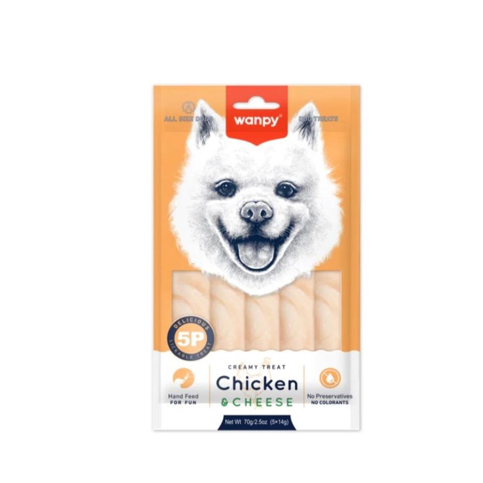 Wanpy Creamy Chicken and cheese Treats for All dog 70 gr 5 Pcs