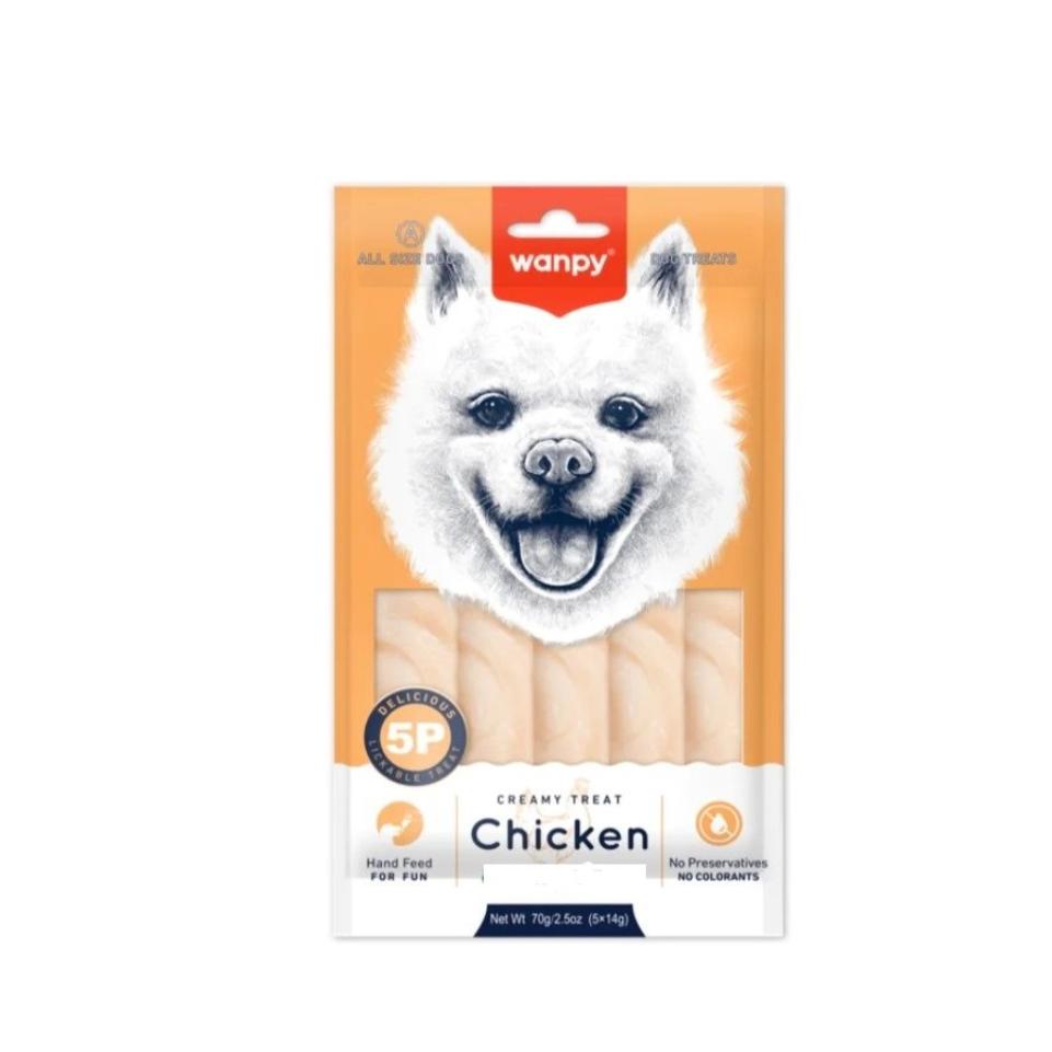 Wanpy Creamy Chicken and Salmon Treats for All dog 70 gr 5 Pcs