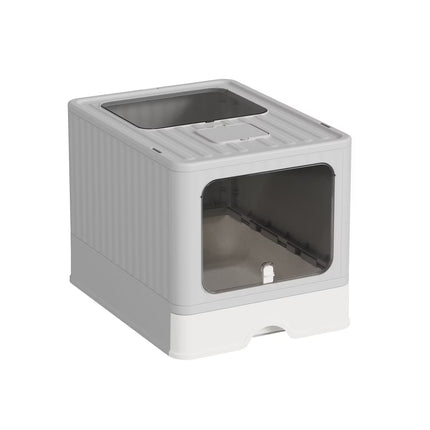 Large Cat Litter Box with Scoop Covered Litter Box with Lid Gray 48x36x36cm