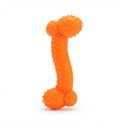 Coolcat Rubber Chew Bone Dog Toy Textured Teething Toy Orange