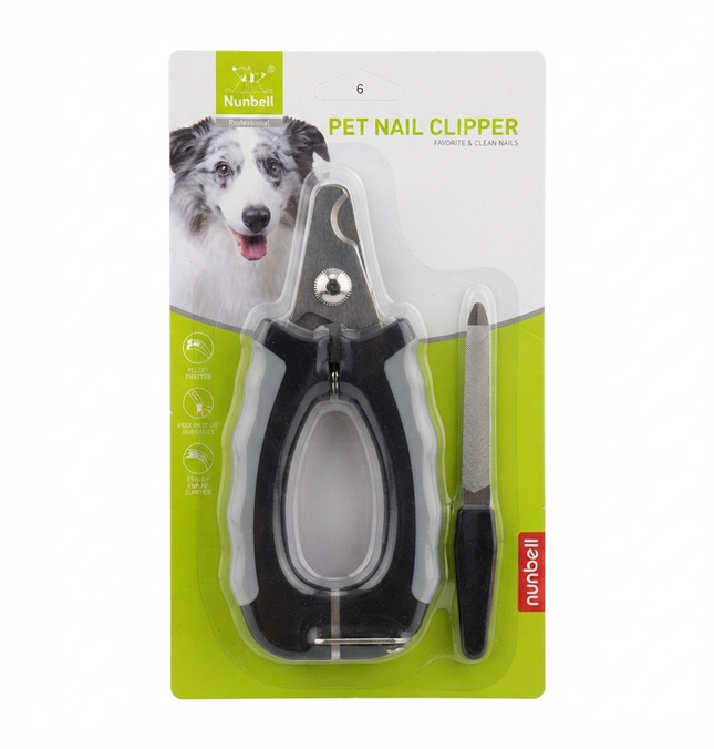 Nunbell Pet Nail Clipper with File  Dog And Cat Claw Grooming Tool Grey