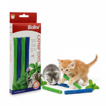 Bioline Blue And Green Catnip Toys 4 per pack