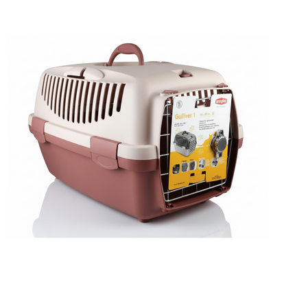 Stefanplast Gulliver 1 Light Pink & Red Carrier Crate 48x32x31cm for Pets 5-6kg 1 pcs
