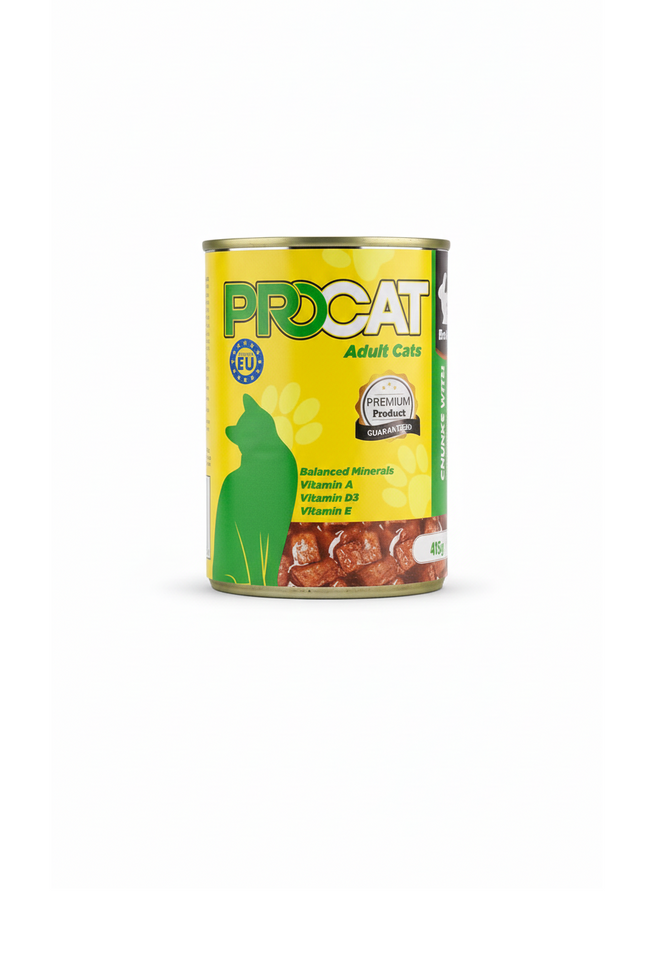 Pro Cat Adult Cat Food Chunks with Rsbbit in Gravy  Complete Wet Food 415g