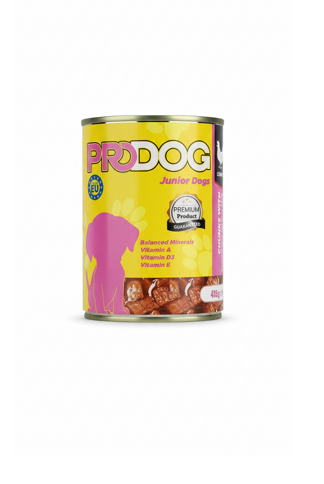 Pro Dog Puppy Chunks with Chicken in Gravy Complete Wet Food for Puppies 415g