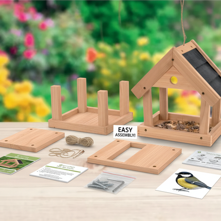 Crelando wooden hanging bird feeder diy