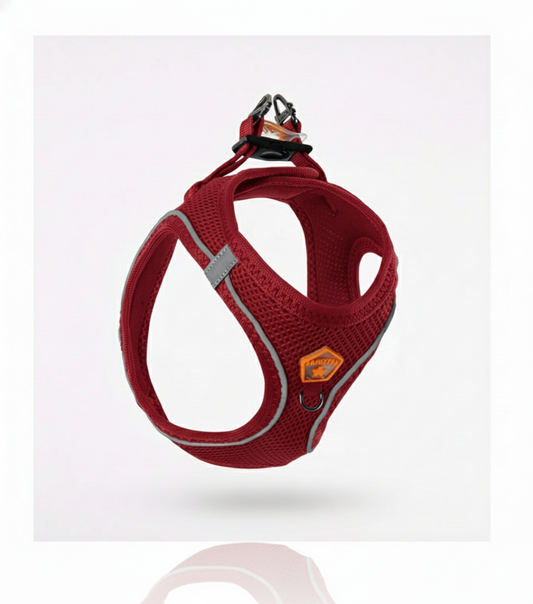Pawstar Medium Red Air Mesh Dog Harness Neck 32-34cm And Waist 44-48cm