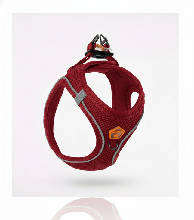 Pawstar Medium Red Air Mesh Dog Harness Neck 32-34cm And Waist 44-48cm