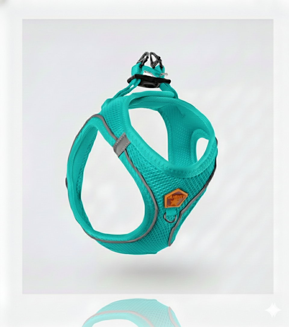 Pawstar 3XS Turquoise Air Mesh Dog Harness Neck 20-24cm And Waist 24 - 28 cm