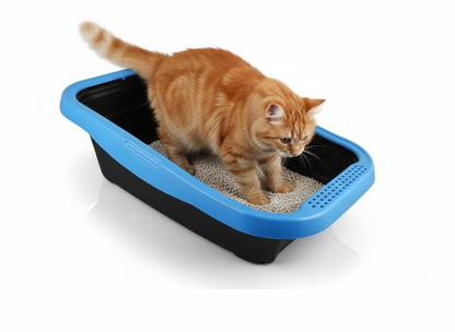 MPS Cat Litter Tray with Rim Black And Blue