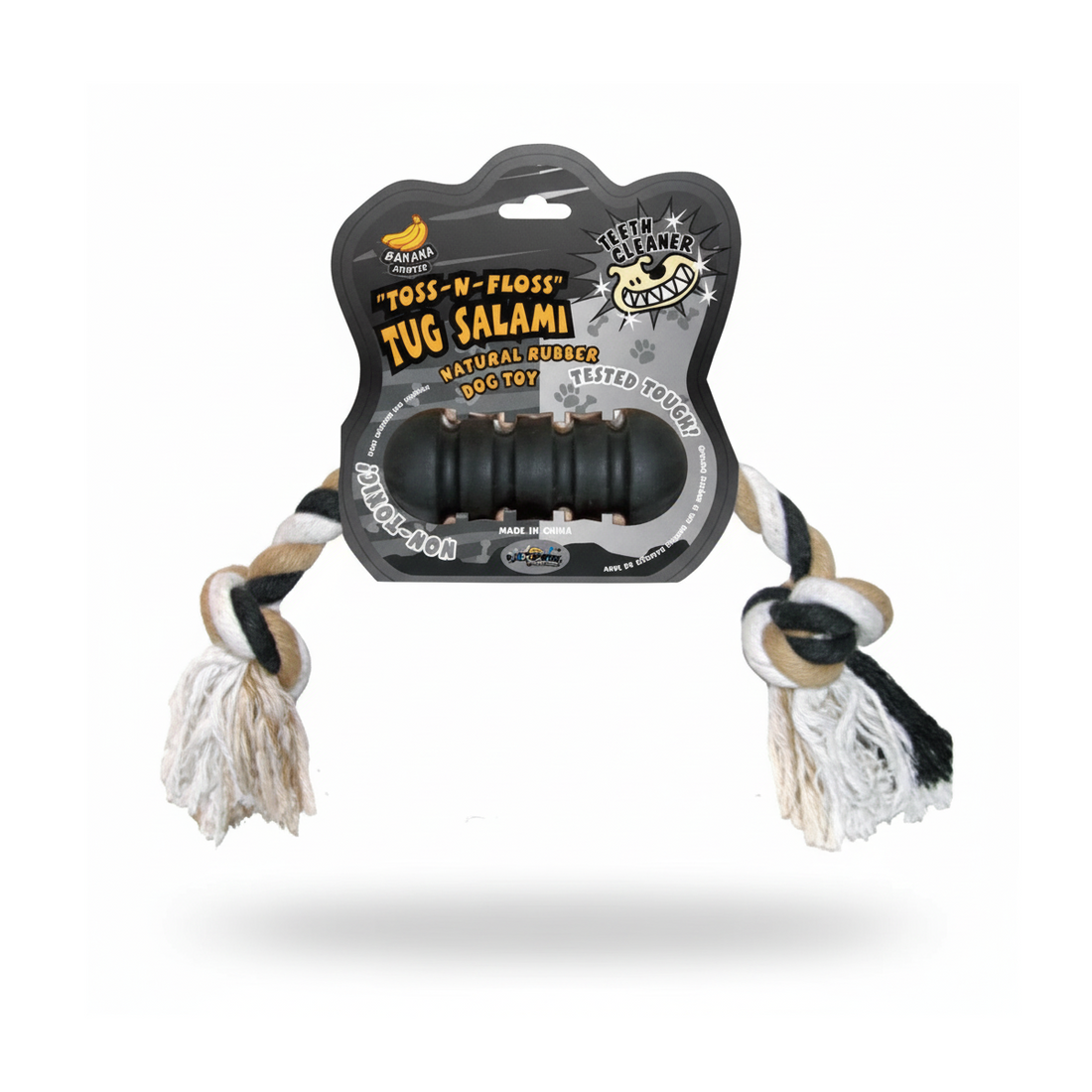 Soleil Tug Salami Natural Rubber Dog Toy