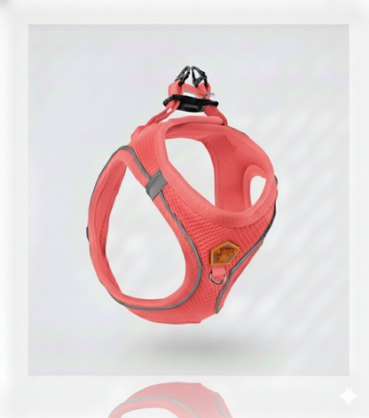 Pawstar Medium Light Red Air Mesh Dog Harness Neck 32-34cm And Waist 44-48cm