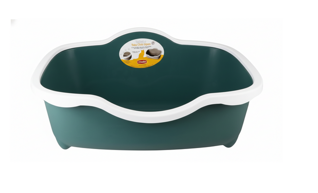 Stefanplast Green And White Cat Litter Tray with Rim 56x38.5x26cm 1 pcs