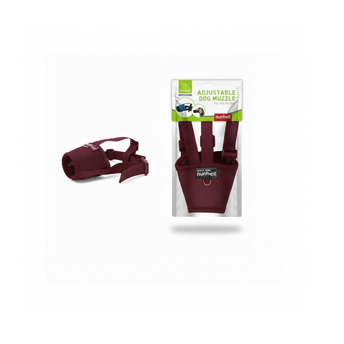 Nunbell Adjustable Dog Muzzle Size 2 Neck 13 to 28 Cm Front Mouth 12Cm Back Mouth 18Cm