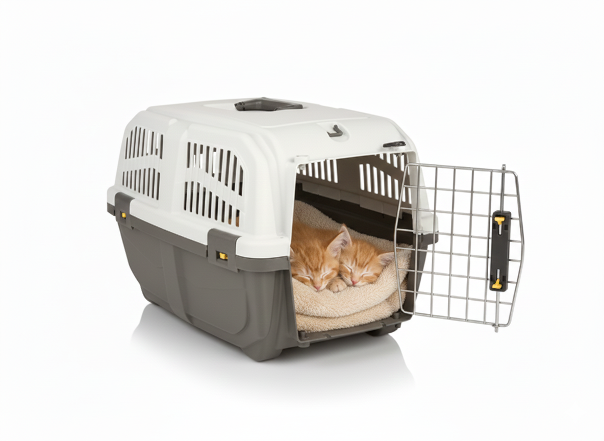 Skudo Gray &amp; White Pet Carrier Crate (48x31.5x31mm)