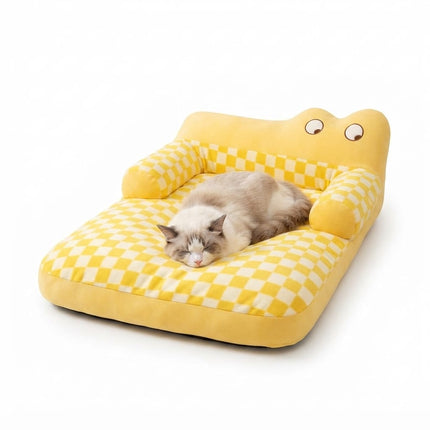 Cartoon Plush Pet Bed for Puppies And Cats Yellow 70x50cm
