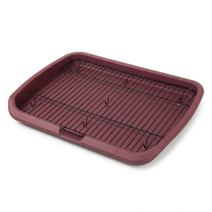Potty Training Tray with Metal Mesh Grid Indoor Pee Pad Holder 66×50cm Purple