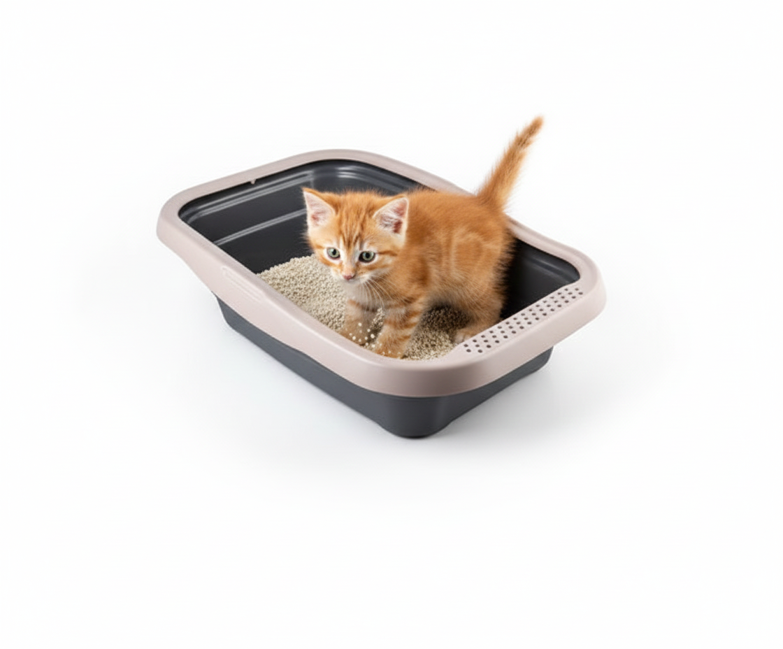 MPS2 Nella Black And Beige Cat Litter Tray with Rim 58x37.5x18cm