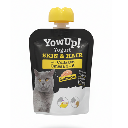 YowUp Cat Yogurt for Skin & Coat with Collagen + Omega 3 & 6 - Salmon Flavor 85g