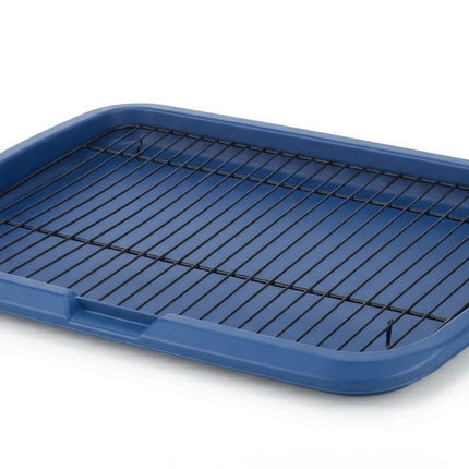 Potty Training Tray with Metal Mesh Grid Indoor Pee Pad Holder 66×50cm Navy