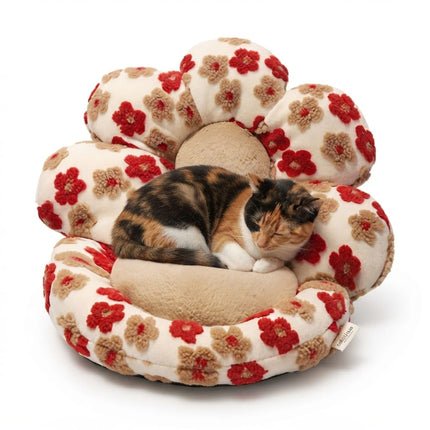 Cute Floral Plush Pet Bed 50x50cm