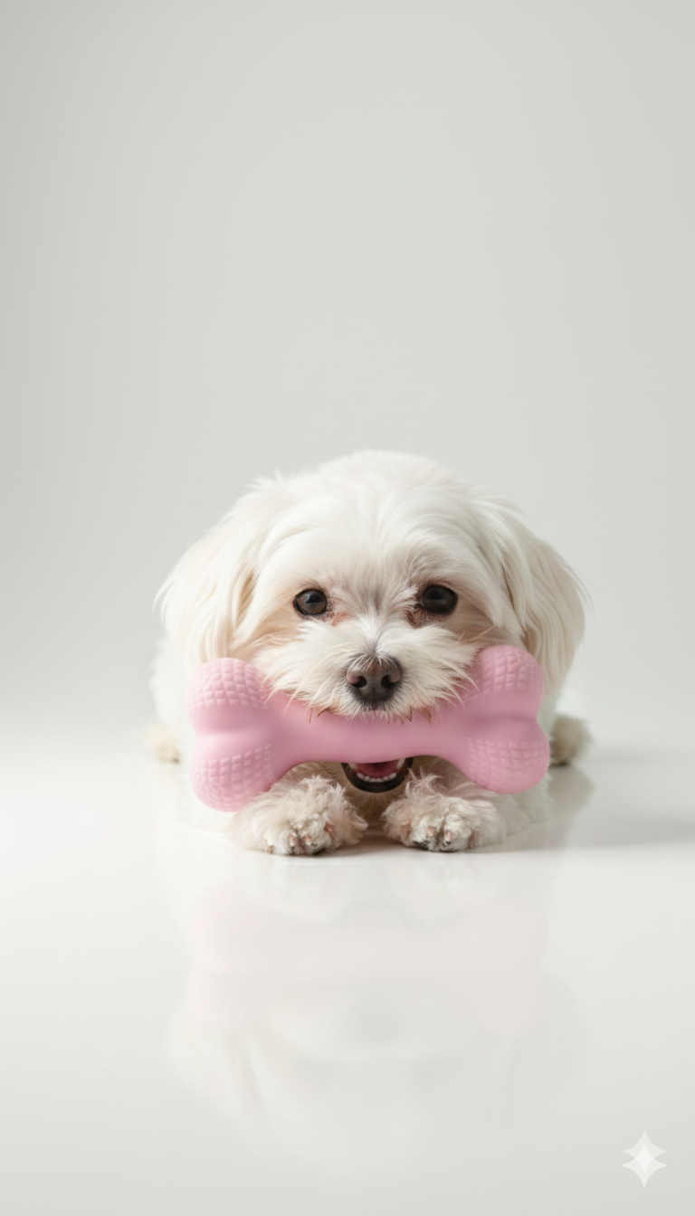Premium Silicone Dog Chew Toy Bone Shape Pink