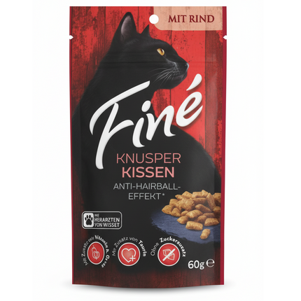 Fine knusper kissen anti hairball effekt mit rind 60g