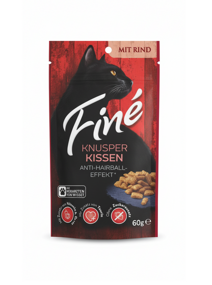 Fine knusper kissen anti hairball effekt mit rind 60g