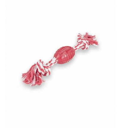 Zoofari Dog Toy Rugby Ball With Rope Orange