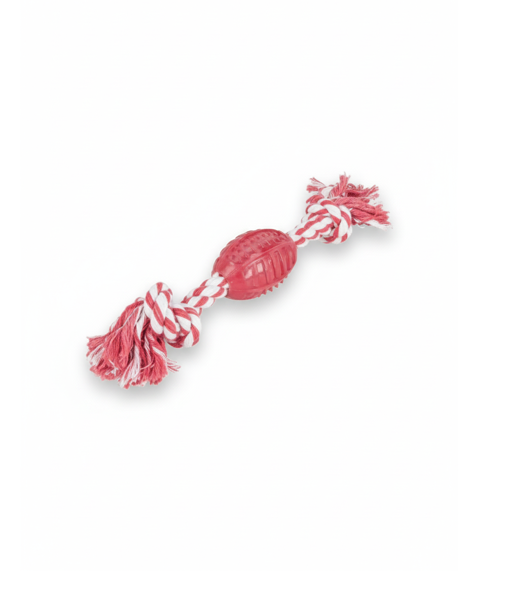 Zoofari Dog Toy Rugby Ball With Rope Orange