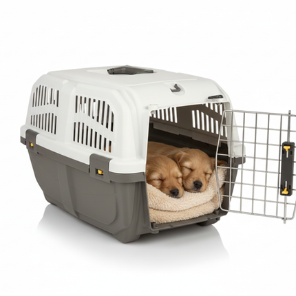 Skudo  Gray & White Pet Carrier Crate (60x40x38cm)