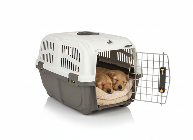 Skudo  Gray & White Pet Carrier Crate (60x40x38cm)