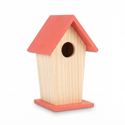 Wooden Bird House Decorative Hanging Nest Box with Red Roof