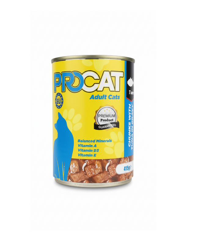 Pro Cat Adult Cat Food Chunks with Tuna in Gravy  Complete Wet Food 415g