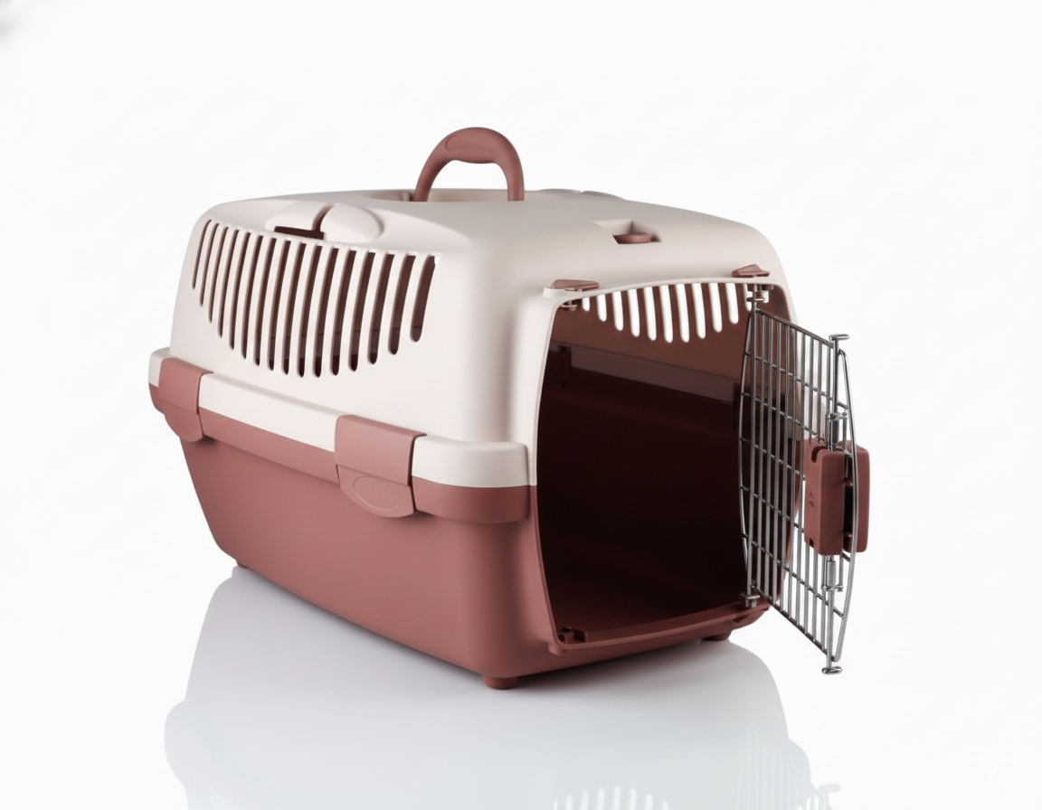 Stefanplast Gulliver 1 Light Pink &amp; Red Carrier Crate 48x32x31cm for Pets 5-6kg 1 pcs