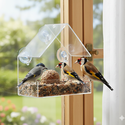 وحدة تغذية الطيور Oakdale Window مع صواني تغذية مزدوجة