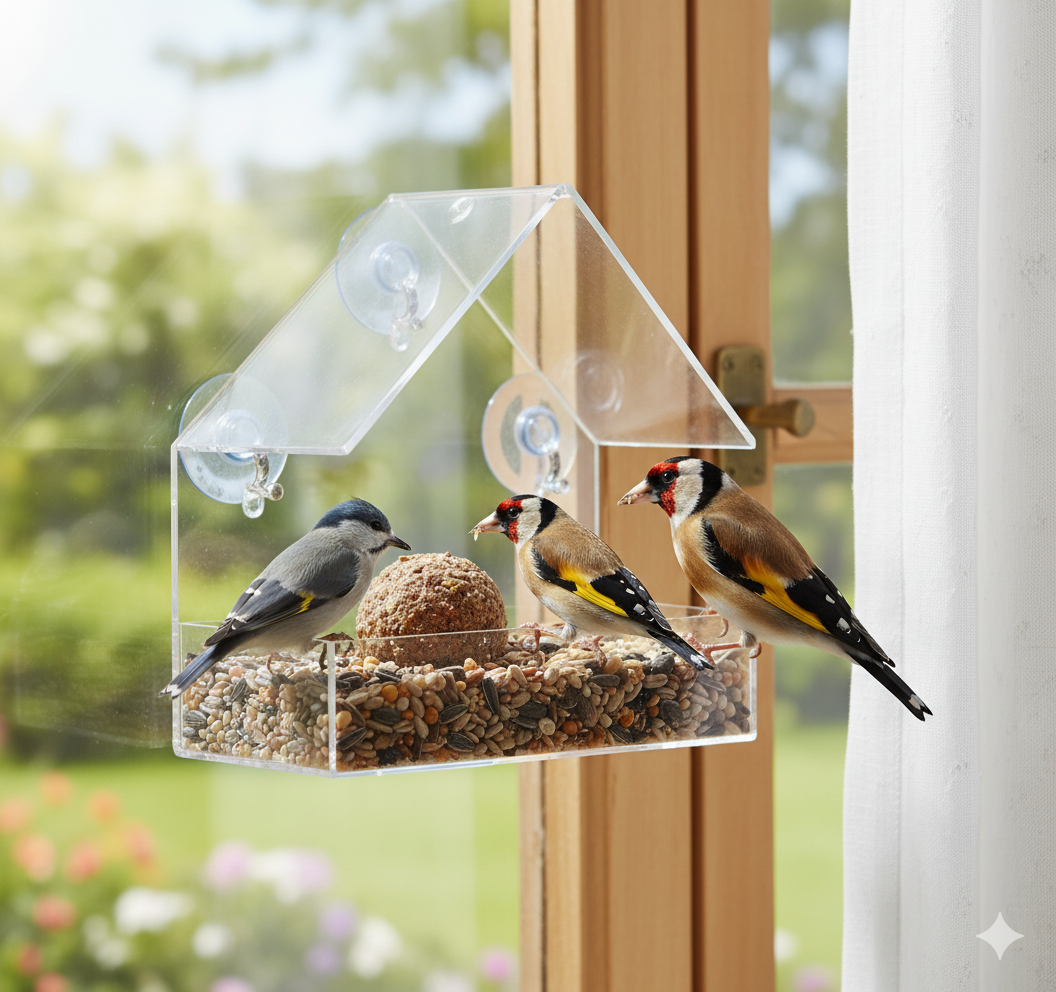 Oakdale Window Bird Feeder with Dual Feeding Trays