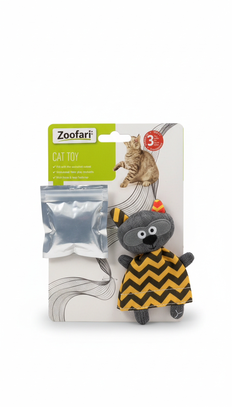 Zoofari Cat Toy raccoon bear With Catnip