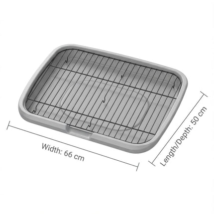 Potty Training Tray with Metal Mesh Grid Indoor Pee Pad Holder 66×50cm Gray